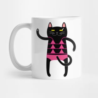 Black Cat Wearing a Pink Bikini Swimsuit Mug